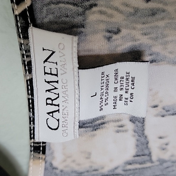 Carmen Marc Valvo Mobwife Colorful Animal Print Surplice Top Medium - Picture 2 of 7